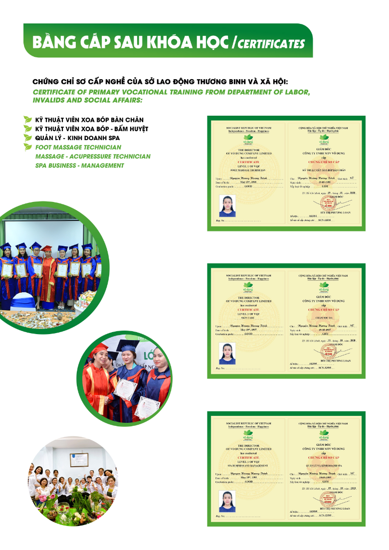 Bằng cấp đạt được sau khóa học Bằng cấp đạt được sau khóa học